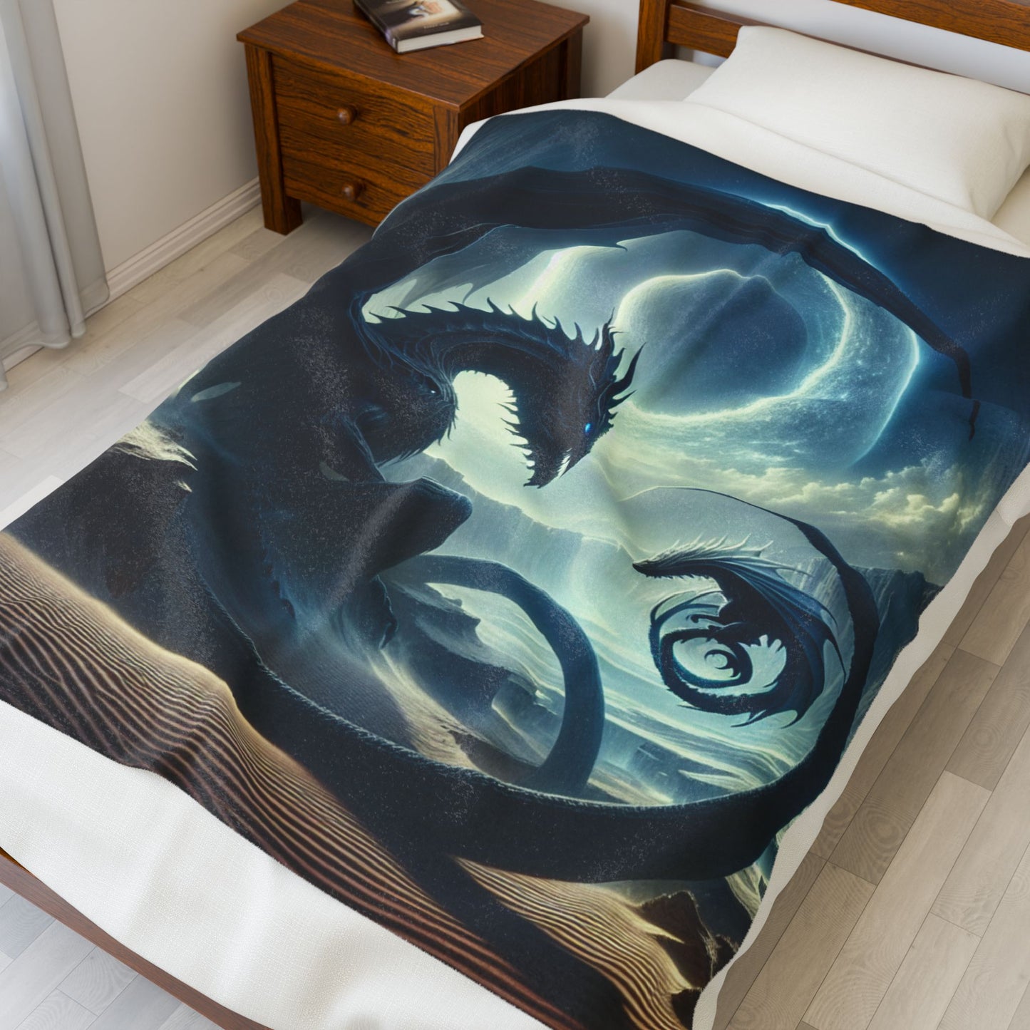 Cosmic Dragon Plush Blanket | Soft Comforter, Fantasy Decor, Gift for Gamers, Cozy Throw, Unique Home Accessory