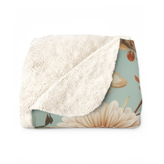 Cozy Autumn Floral Sherpa Fleece Blanket