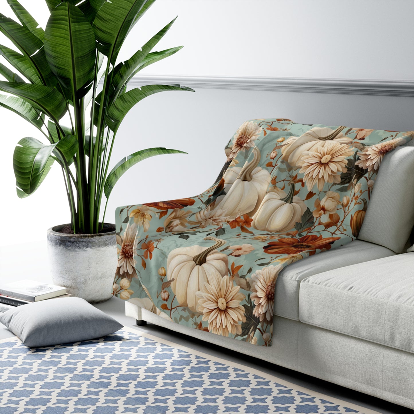 Cozy Autumn Floral Sherpa Fleece Blanket