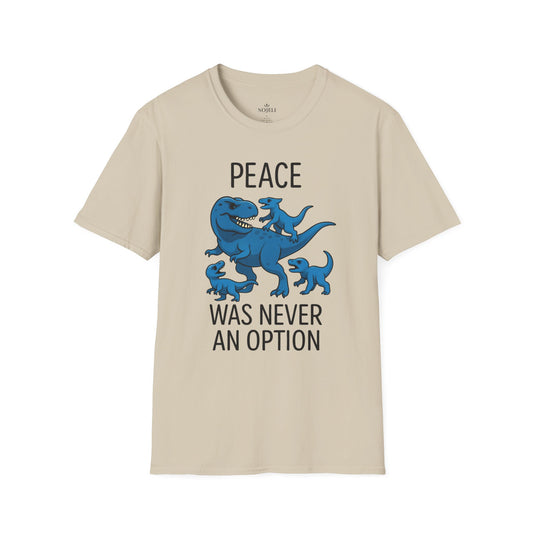 Dinosaur Peace Graphic Tee, Funny T-Shirt for Dino Lovers, Gift for Kids and Adults, Unique Playful Apparel, Casual Everyday Wear