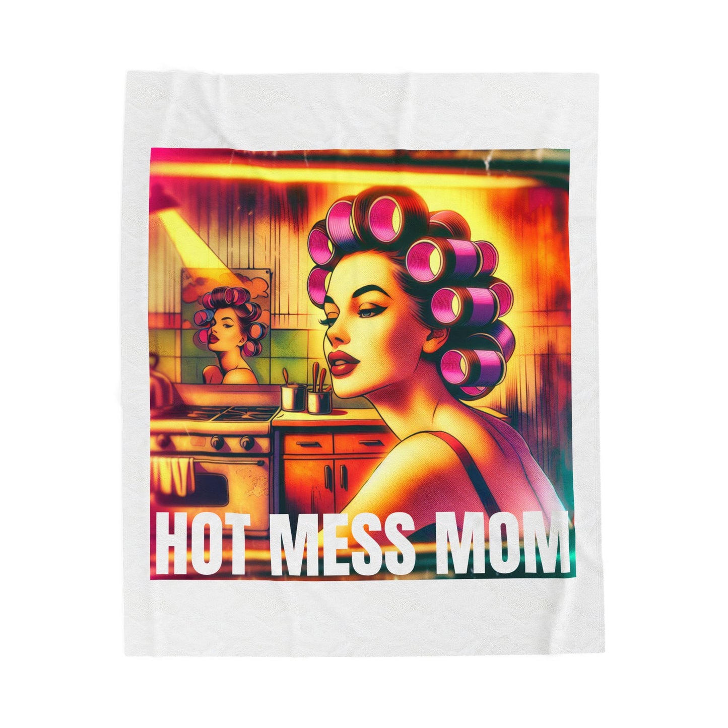 Hot Mess Mom Velveteen Plush Blanket, Cozy Throw for Moms, Funny Blanket Gift, Mother's Day Present, Living Room Decor