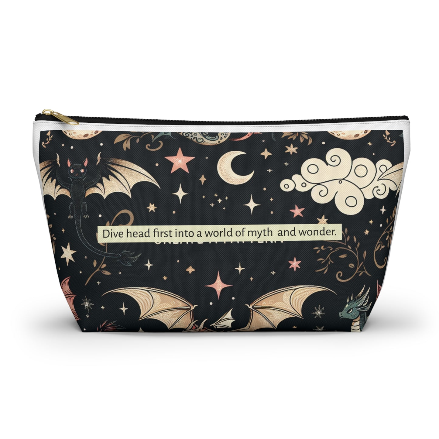 Mystical Dragon Accessory Pouch, Cute Makeup Bag, Fantasy Themed Pouch, Gift for Dragon Lovers, Organizer for Travel Essentials