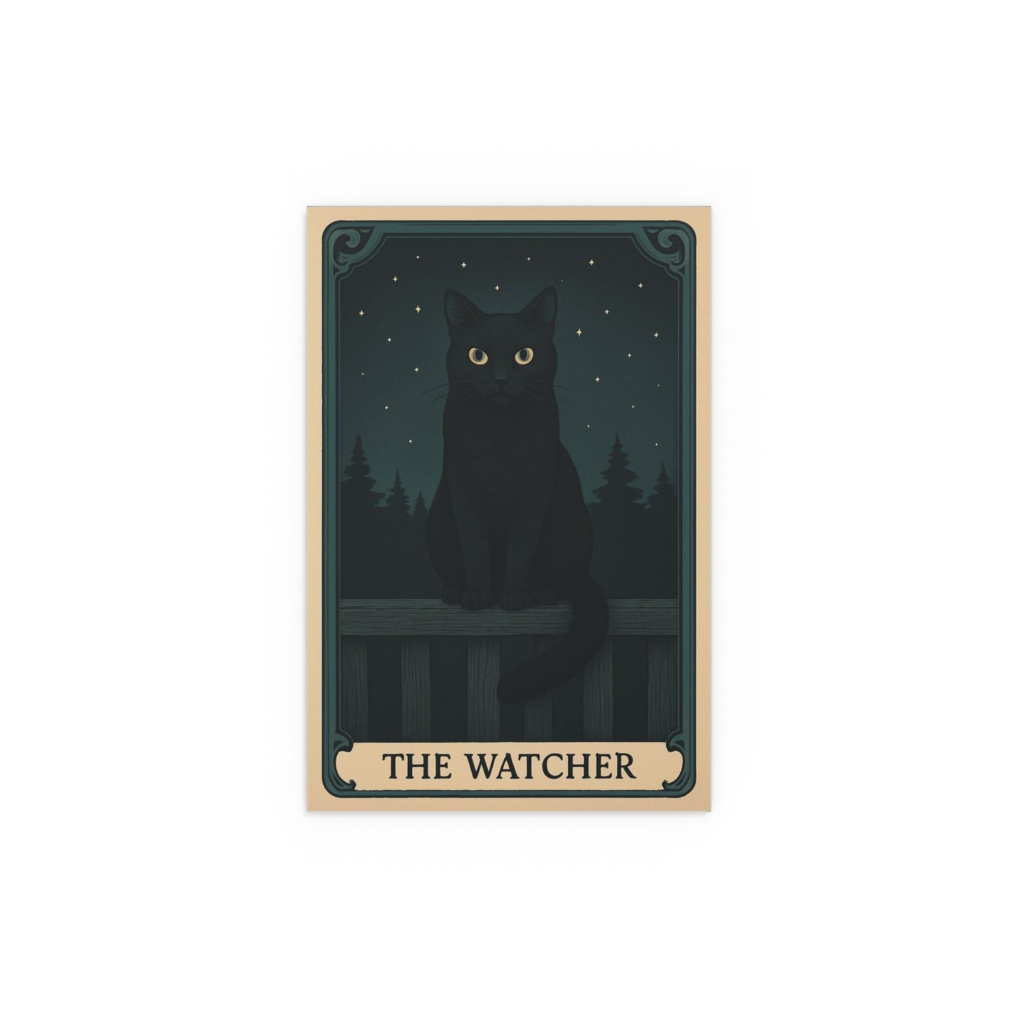 Black Cat Silk Poster - 'The Watcher' Home Decor