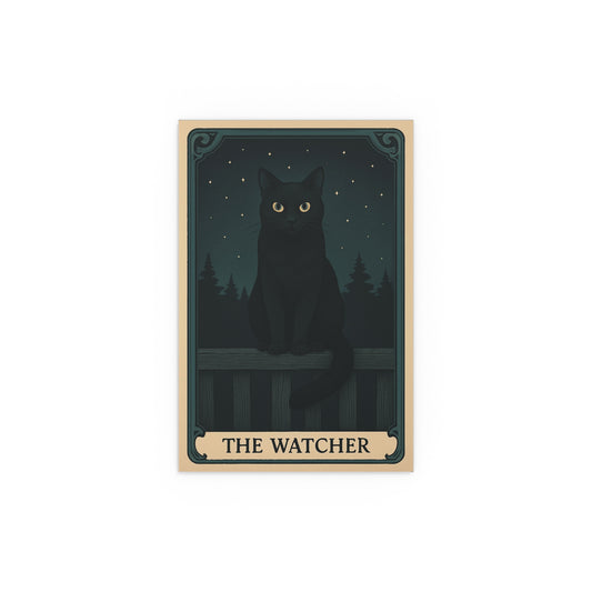 Black Cat Silk Poster - 'The Watcher' Home Decor