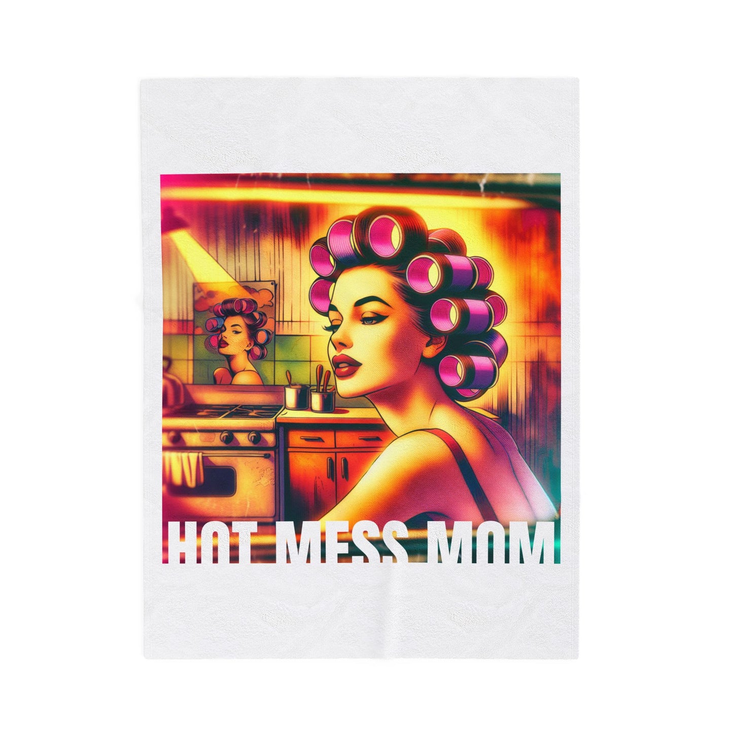 Hot Mess Mom Velveteen Plush Blanket, Cozy Throw for Moms, Funny Blanket Gift, Mother's Day Present, Living Room Decor