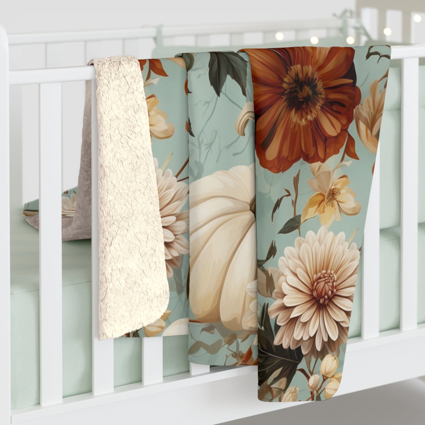 Cozy Autumn Floral Sherpa Fleece Blanket