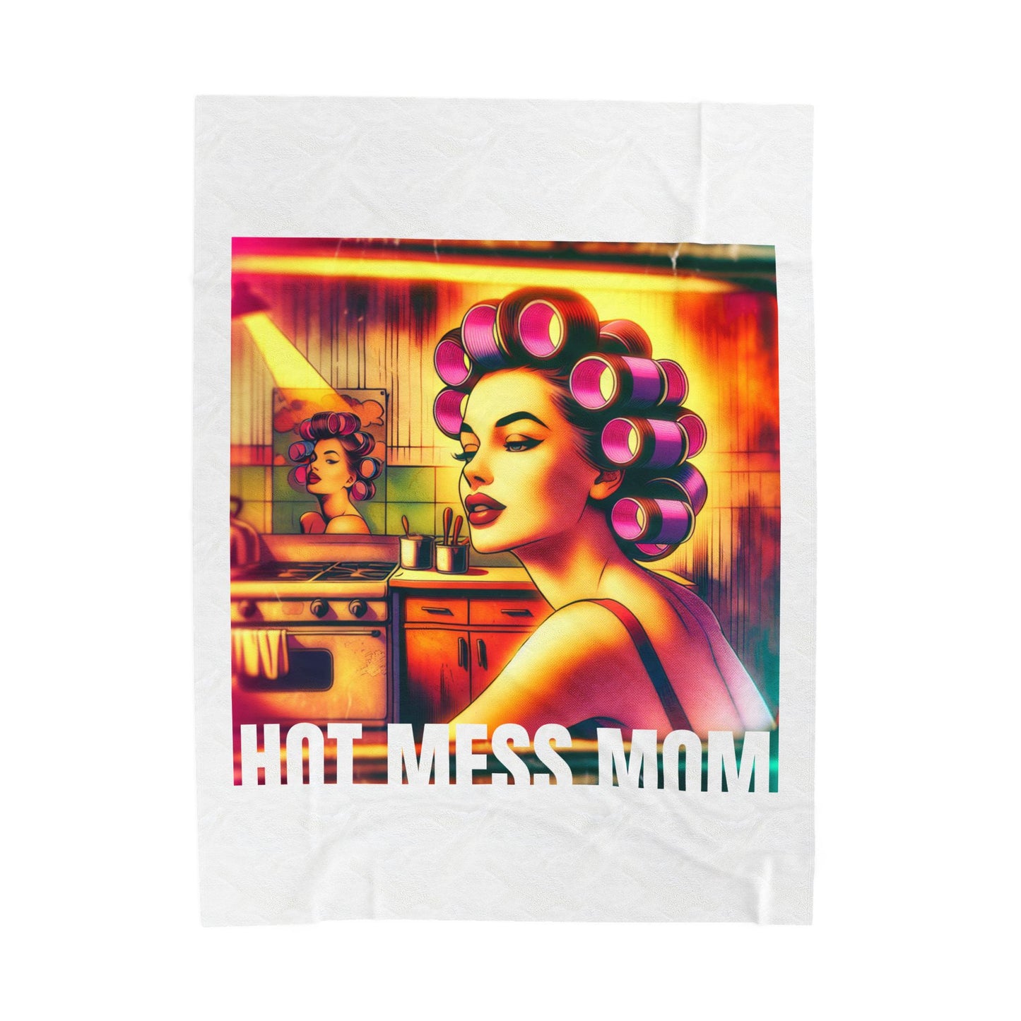 Hot Mess Mom Velveteen Plush Blanket, Cozy Throw for Moms, Funny Blanket Gift, Mother's Day Present, Living Room Decor