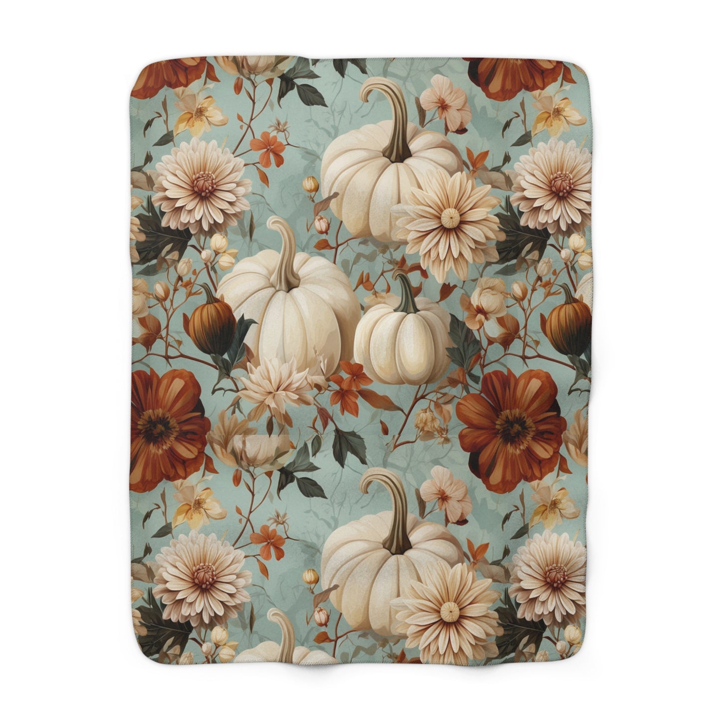 Cozy Autumn Floral Sherpa Fleece Blanket