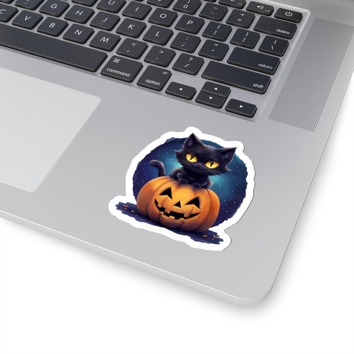 Halloween Cat Kiss-Cut Stickers - Spooky Pumpkin Design