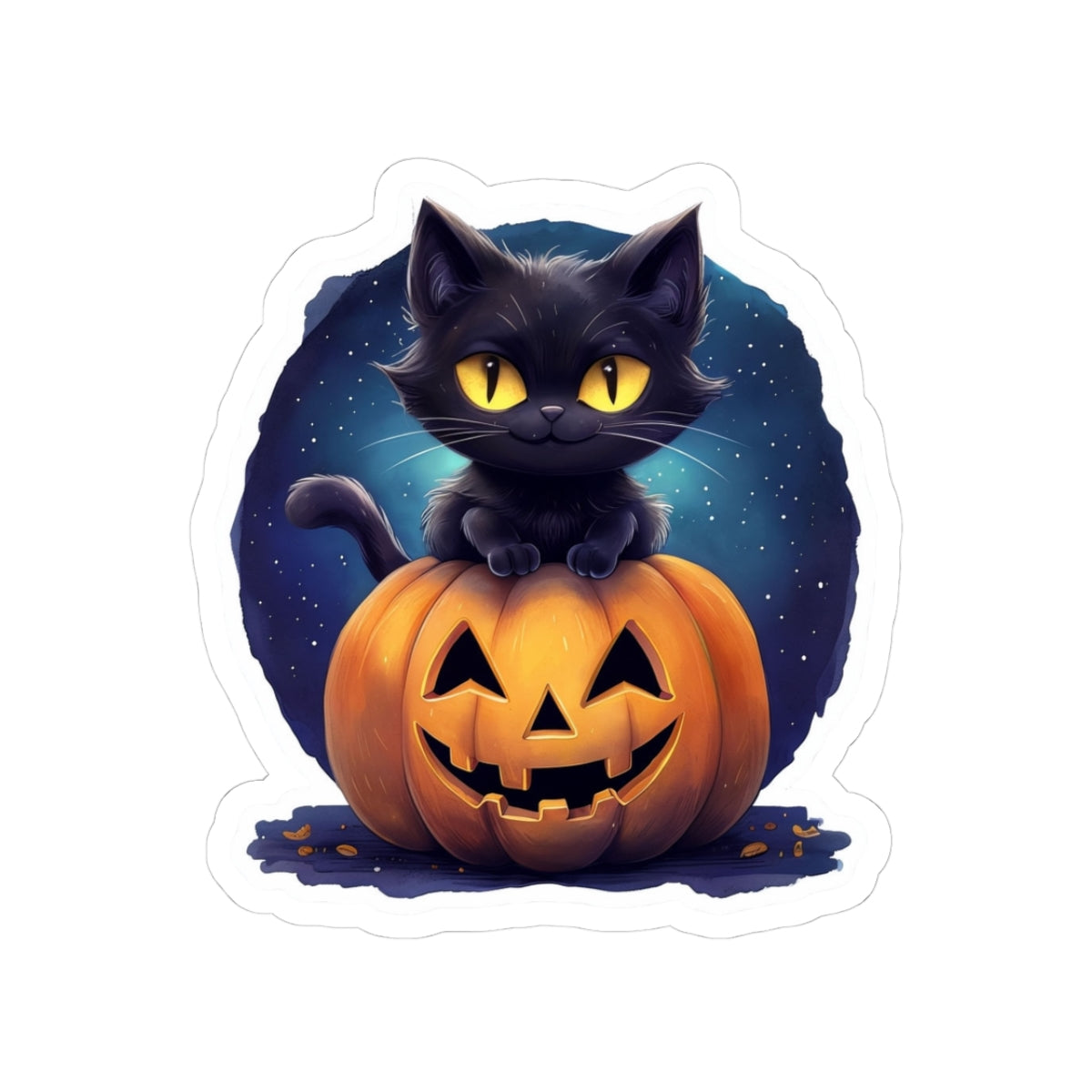 Halloween Cat Kiss-Cut Stickers - Spooky Pumpkin Design