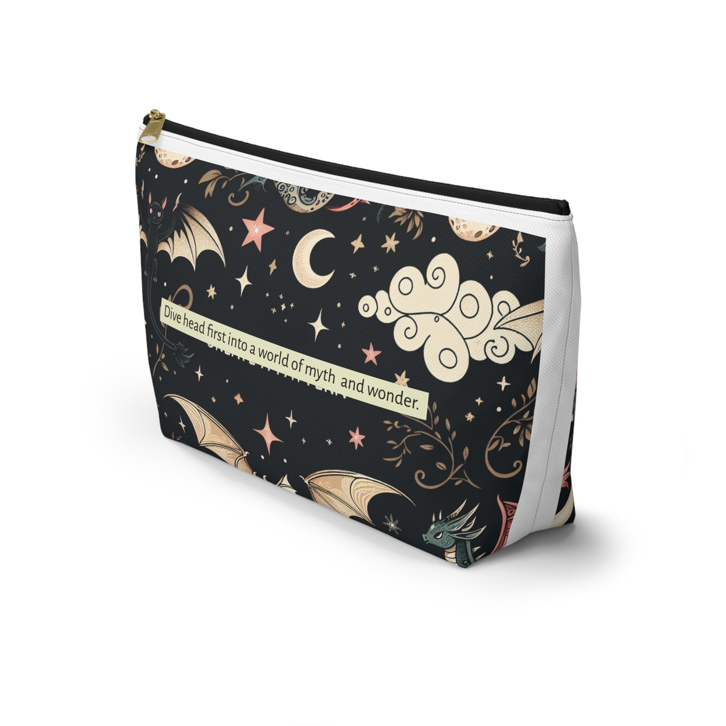 Mystical Dragon Accessory Pouch, Cute Makeup Bag, Fantasy Themed Pouch, Gift for Dragon Lovers, Organizer for Travel Essentials