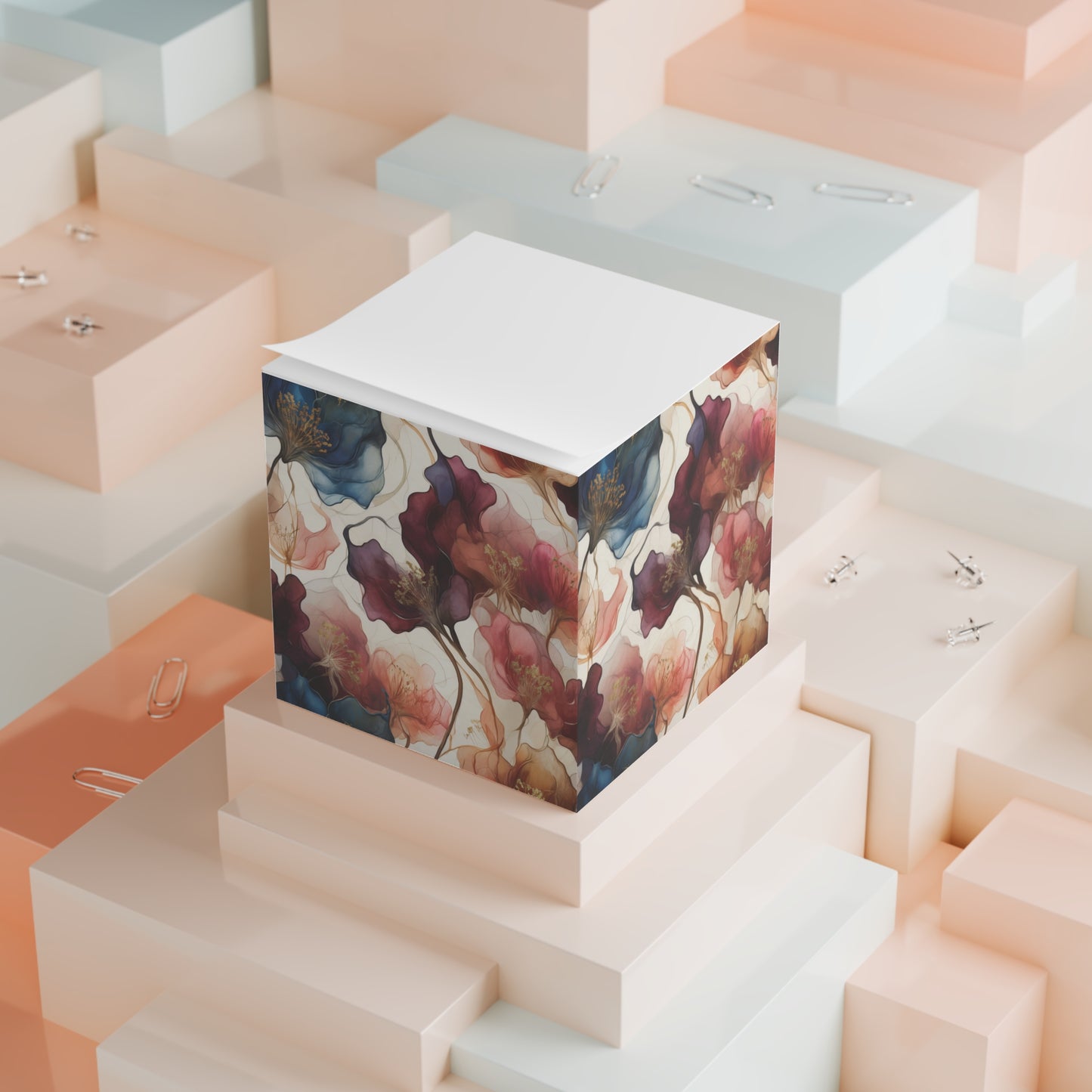 Floral Note Cube – Stylish Desk Organizer for Notetaking & Reminders