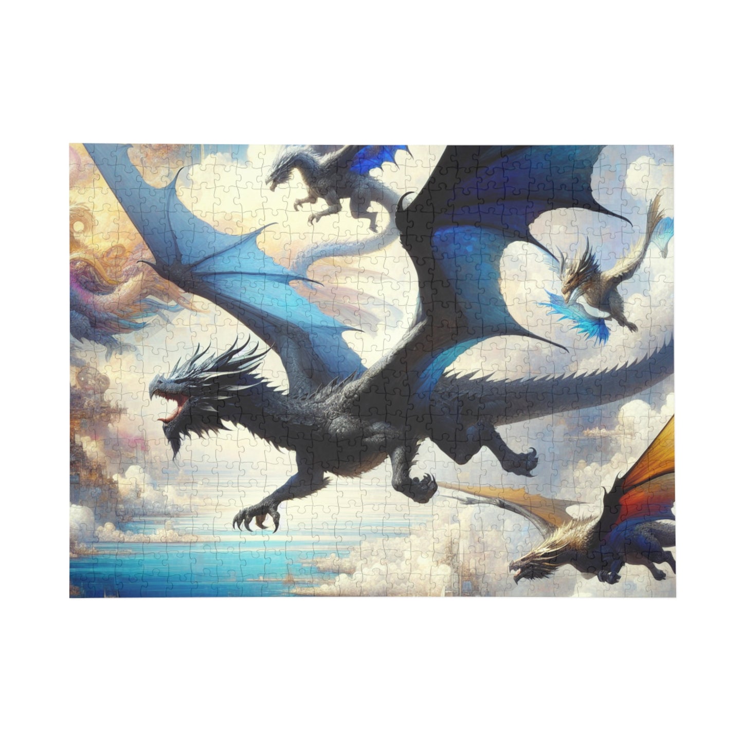 Fantasy Dragon Puzzle - 96, 252, 500, 1000-Piece, Jigsaw Game for Family Fun, Gift for Puzzle Lovers, Home Décor, Magical Adventure